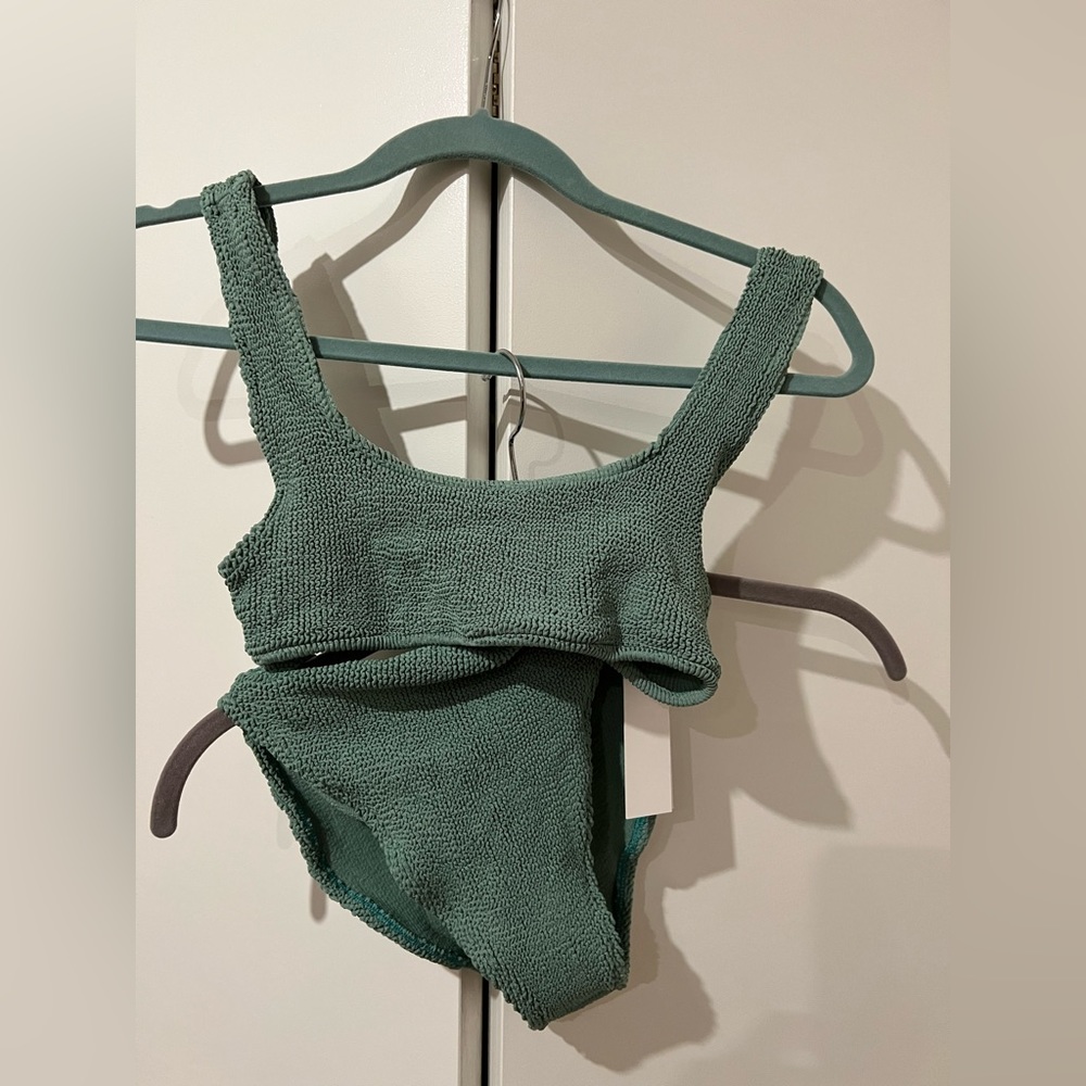 Youswim aplomb high waist two piece in color sage.